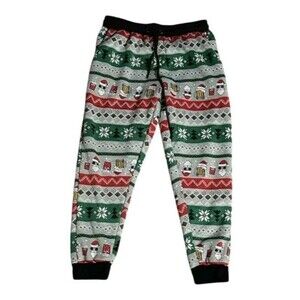 Berkley Jensen Festive Sherpa Lined Bonded Jogger Medium NWT Seasonal Print